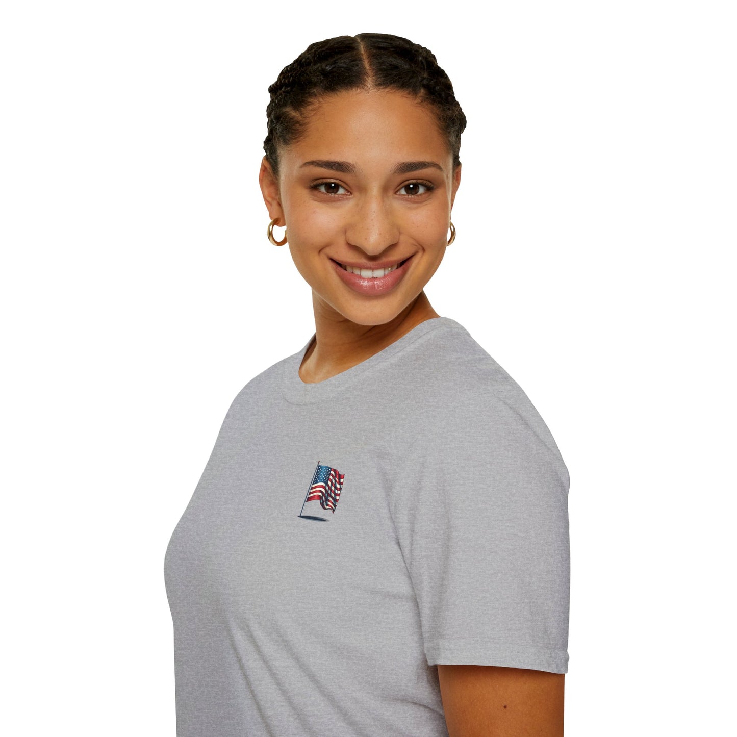 Patriotic Unisex Softstyle T-Shirt, American Flag Tee, USA Pride Shirt, Perfect for Independence Day, Casual Wear