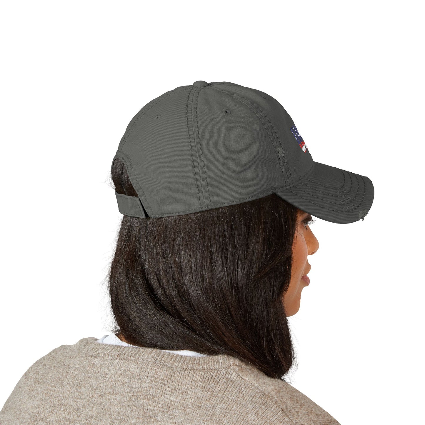 Embroidered Distressed Dad Hat, Vintage Style USA Casual Cap, Unisex Gift for Dad, USA Pride Hat for Holidays