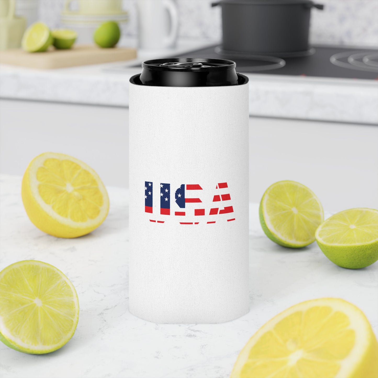 USA Flag Can Cooler - Perfect for BBQs, Independence Day, Tailgating, Memorial Day, Housewarming