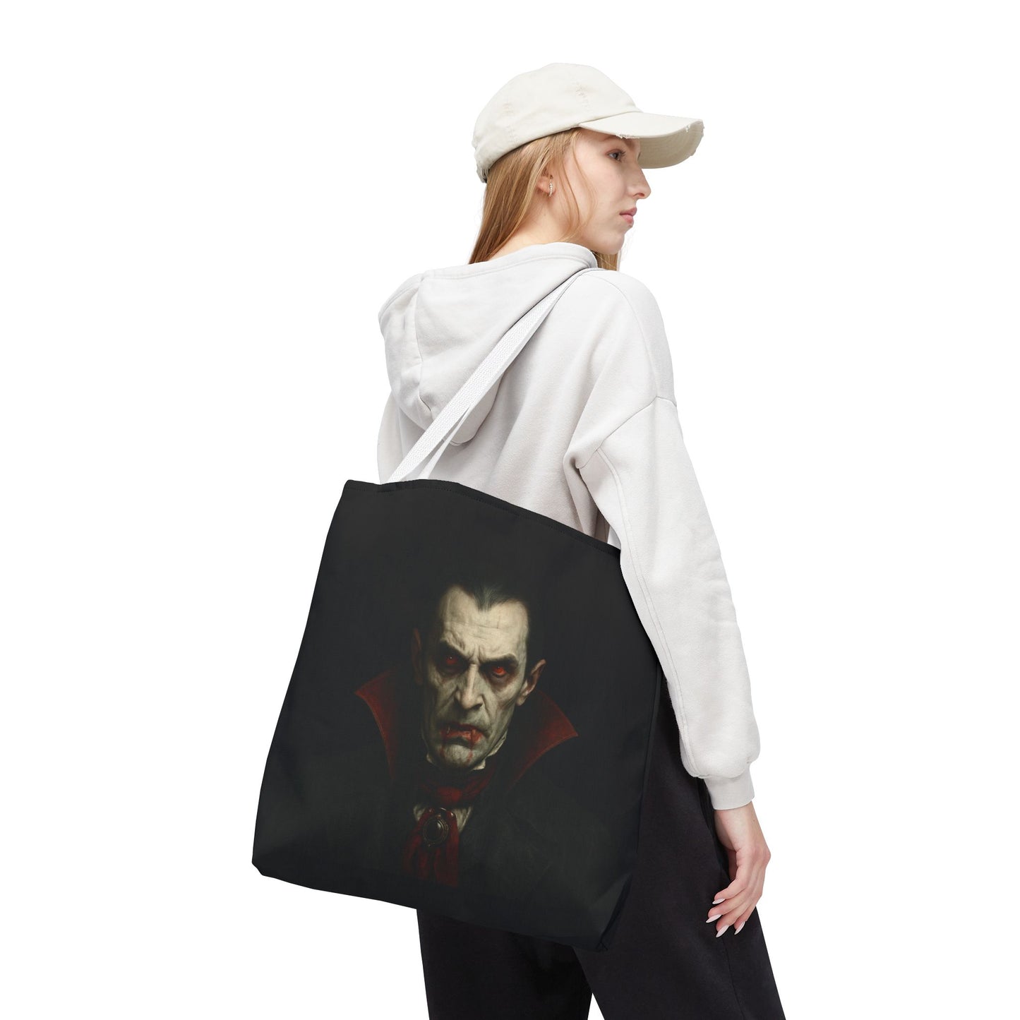Vampire Haunted Tote Bag, Spooky Shopping Bag, Halloween Accessory, Gothic Style Handbag, Perfect for Halloween Parties, Unisex Tote