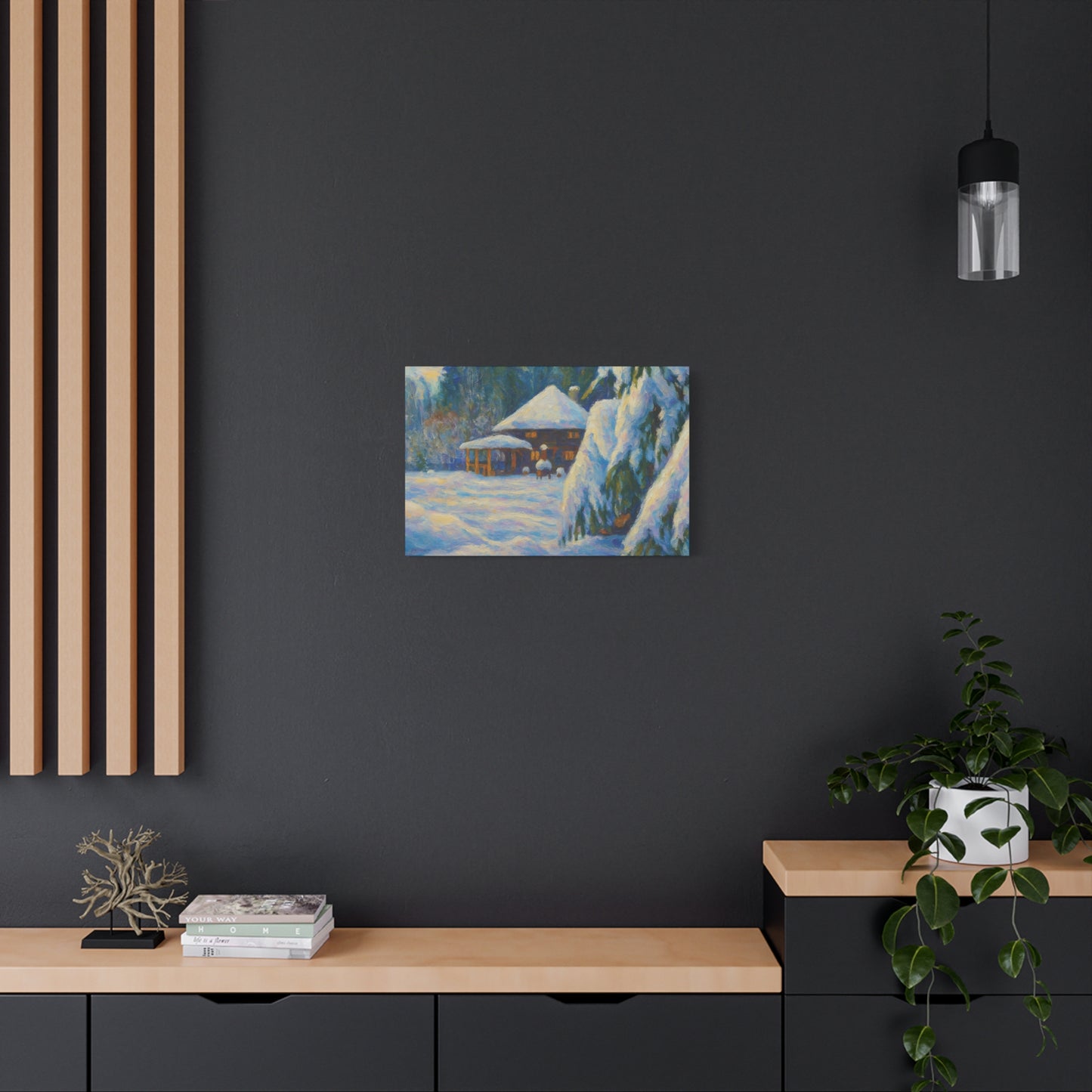 Winter Landscape Canvas Wall Art, Cozy Home Decor, Christmas Gift, Seasonal Artwork, Impressionist Style