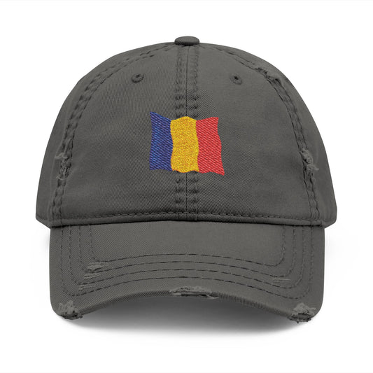 Embroidered Distressed Romanian Flag Dad Hat | Casual Cap for Everyday Style, Perfect Gift for Dad, Summer Outings, Festivals, Family Events