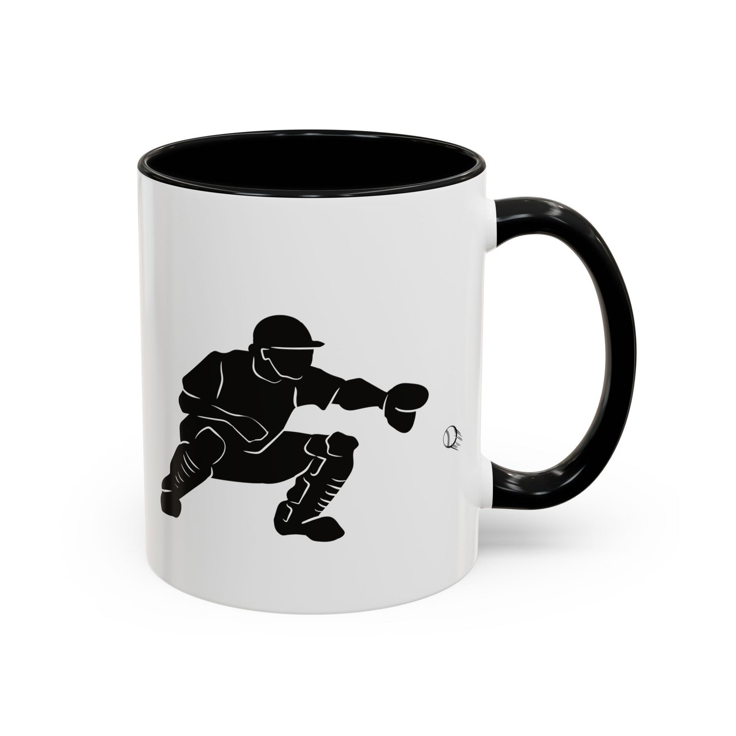 Baseball Catcher Coffee Mug, Sports Gift for Coaches, Black Accent Mug for Fans, Perfect for Birthdays & Celebrations, Unique Cup