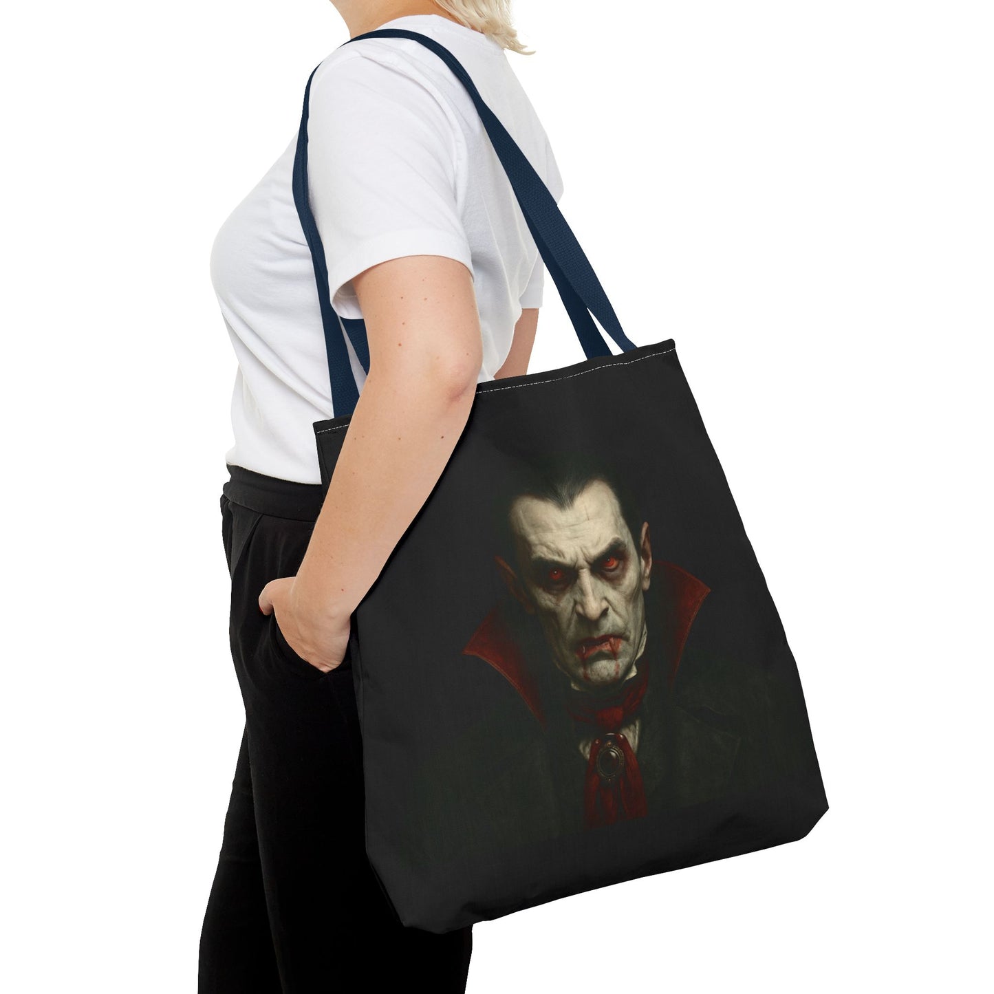 Vampire Haunted Tote Bag, Spooky Shopping Bag, Halloween Accessory, Gothic Style Handbag, Perfect for Halloween Parties, Unisex Tote