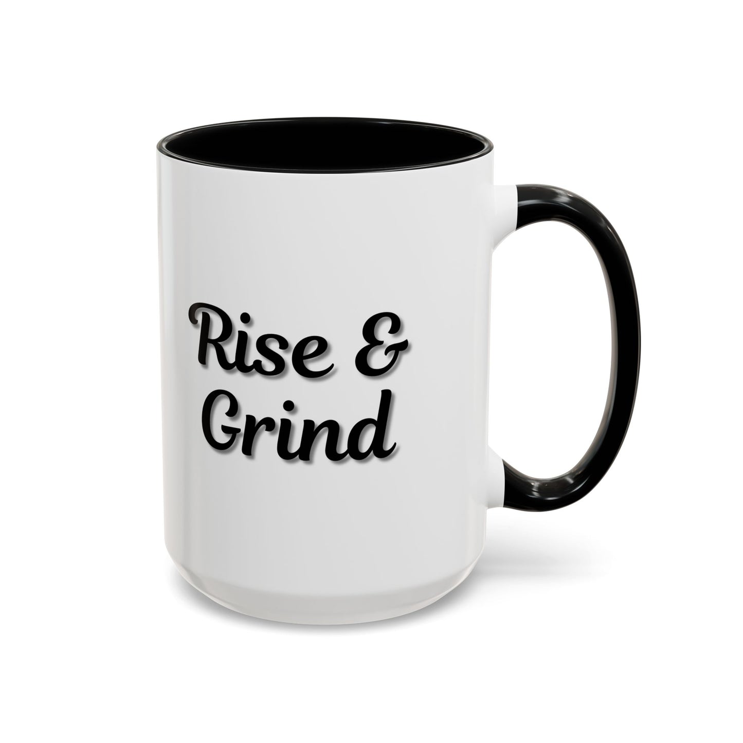 Rise & Grind Coffee Mug – Motivational Black Accent Mug for Daily Inspiration