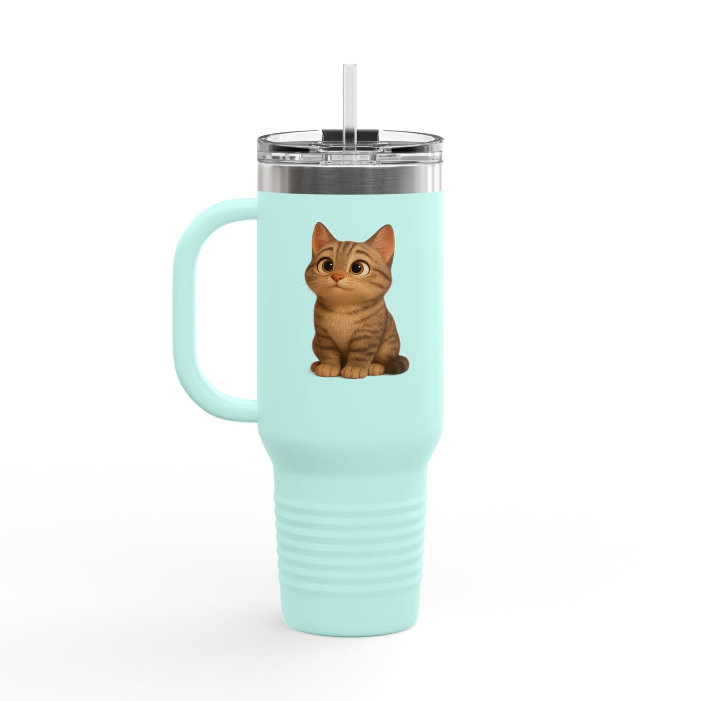 Cute Cat Insulated Travel Mug, Perfect for Pet Lovers, 40oz Coffee Cup, Travel Tumbler, Gift for Cat Lovers, Customizable Mug
