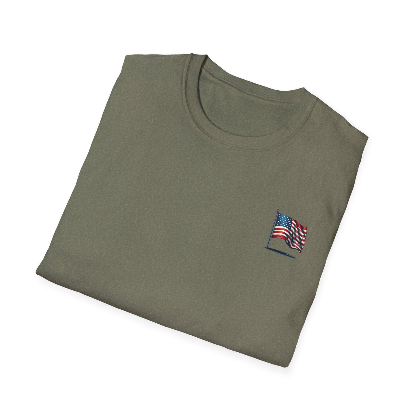 Patriotic Unisex Softstyle T-Shirt, American Flag Tee, USA Pride Shirt, Perfect for Independence Day, Casual Wear