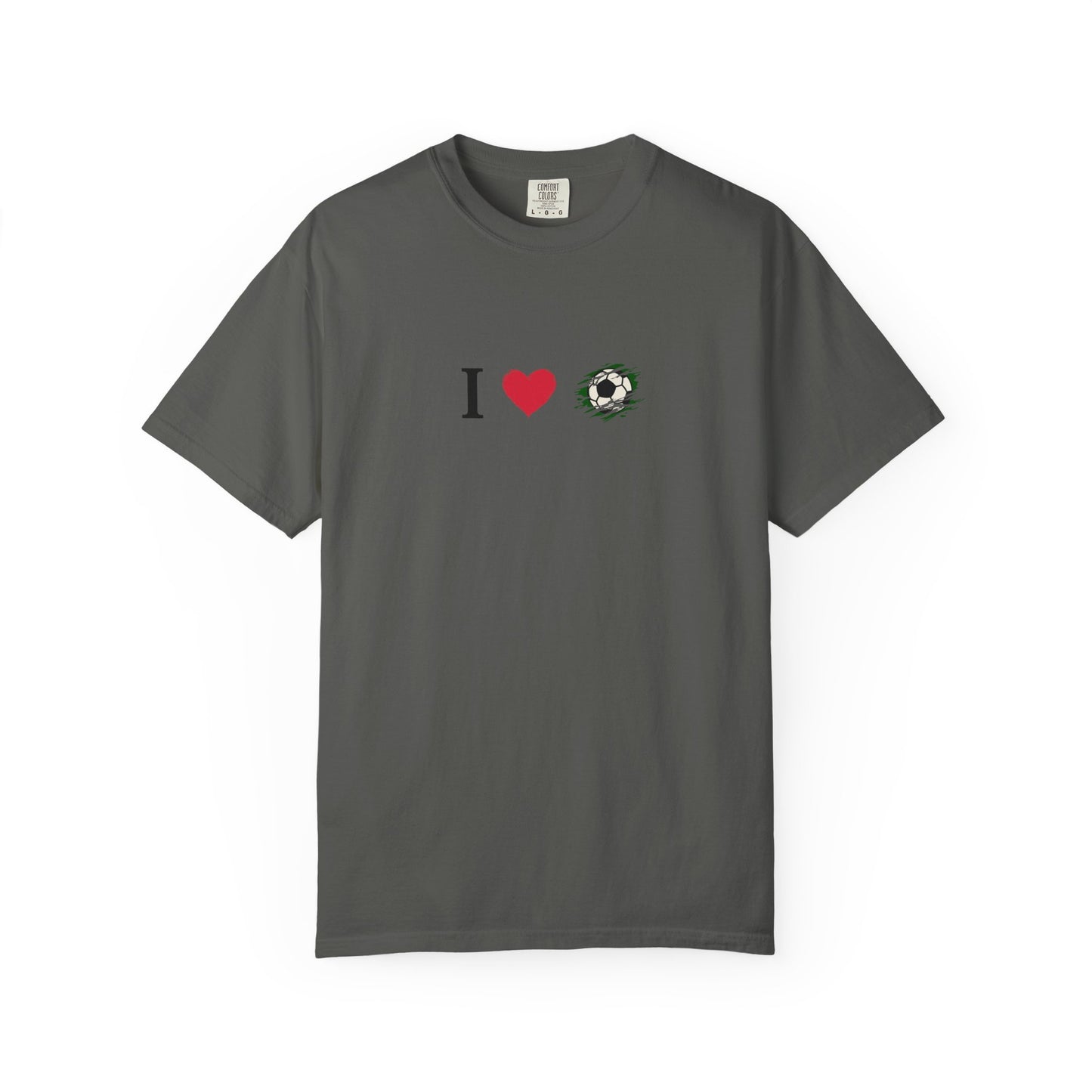I Love Football (Soccer) Unisex Garment-Dyed T-shirt, Casual Tee, Everyday Wear, Gift for Him/Her, Stylish Apparel