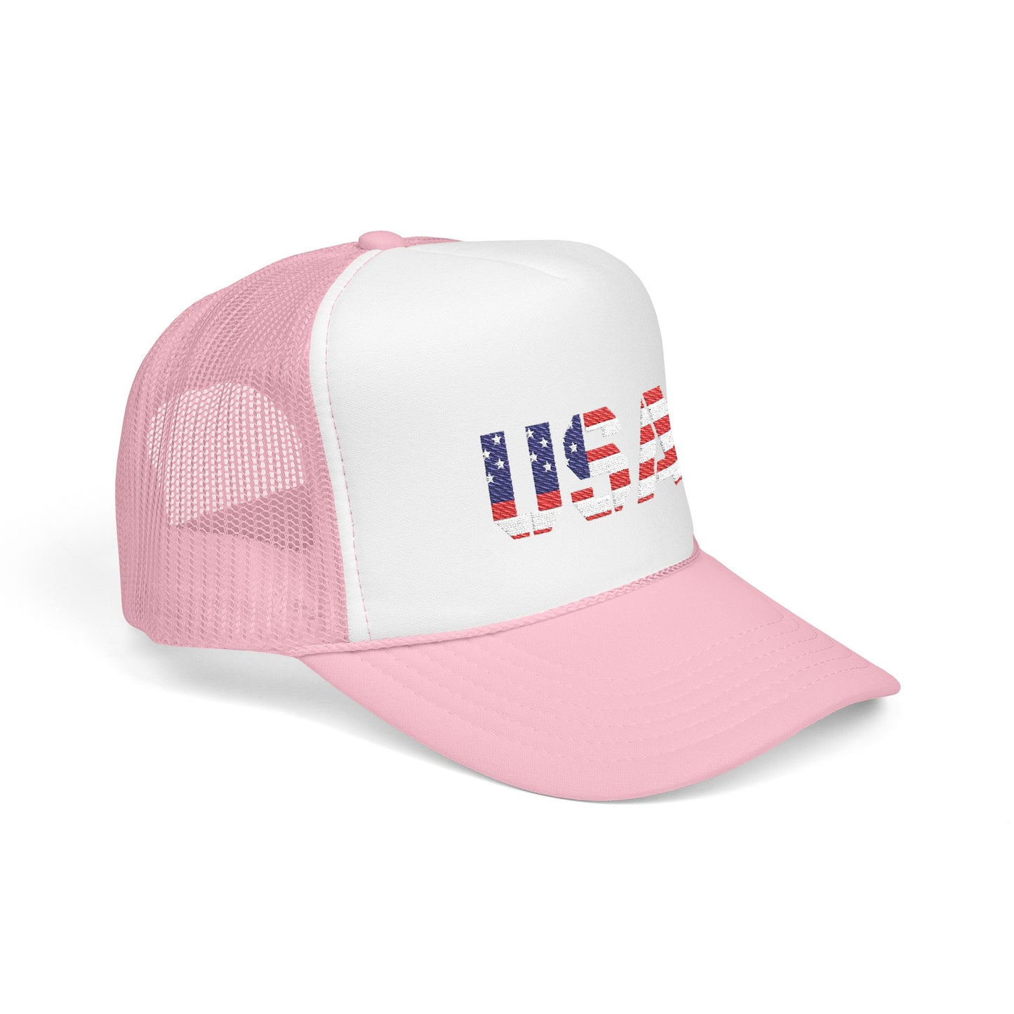 USA Flag Embroidered Foam Trucker Hat, Patriotic Cap, Red Mesh Hat, Summer Outdoor Gear, Festival Accessory, July 4th Gift