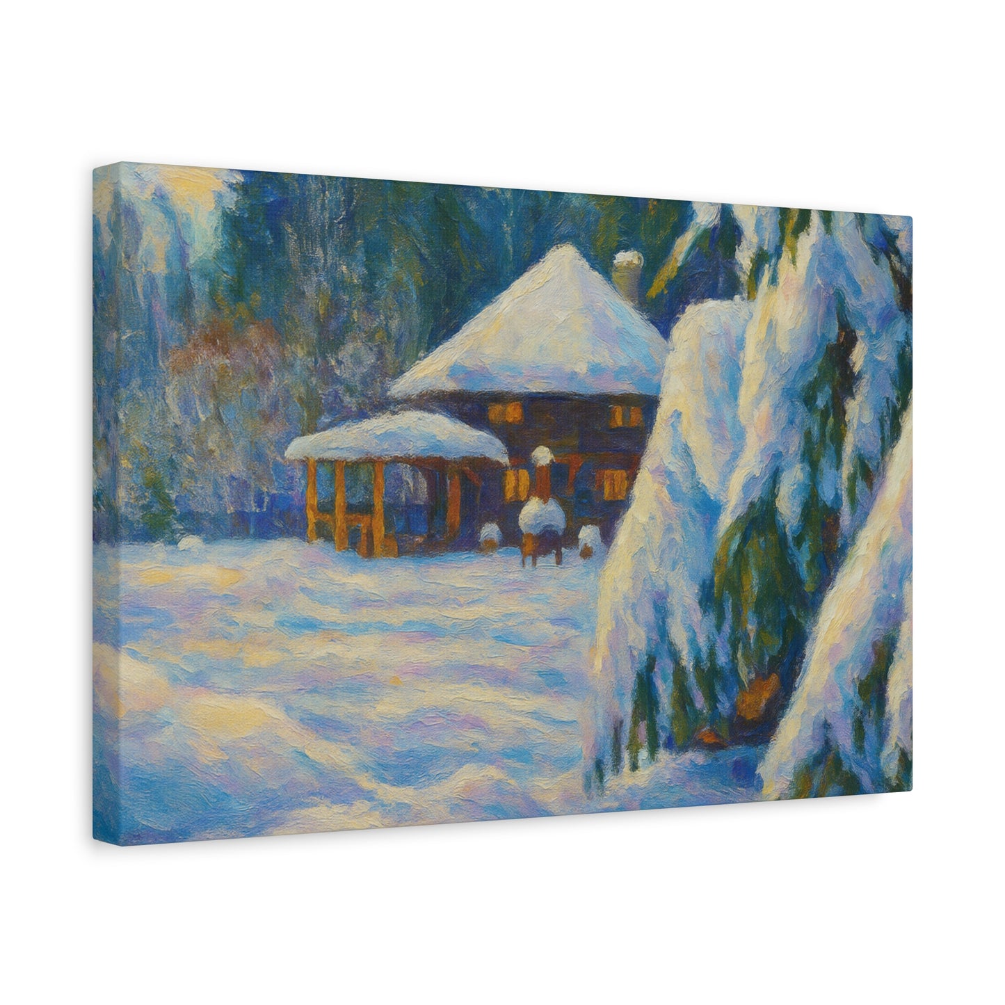 Winter Landscape Canvas Wall Art, Cozy Home Decor, Christmas Gift, Seasonal Artwork, Impressionist Style