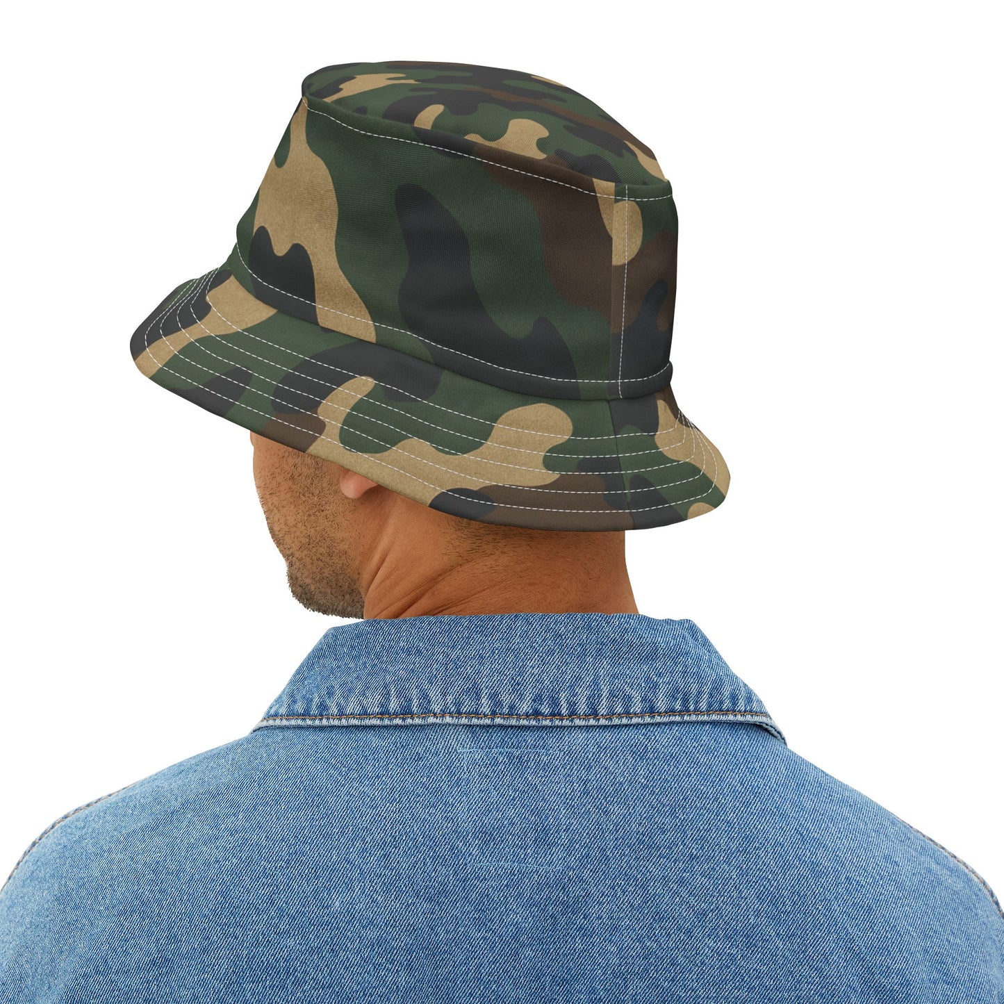 Camouflage Bucket Hat - Trendy AOP Headwear, Summer Fashion Accessory, Outdoor Adventure Cap, Unique Gift for Him/Her, Stylish Festival Hat