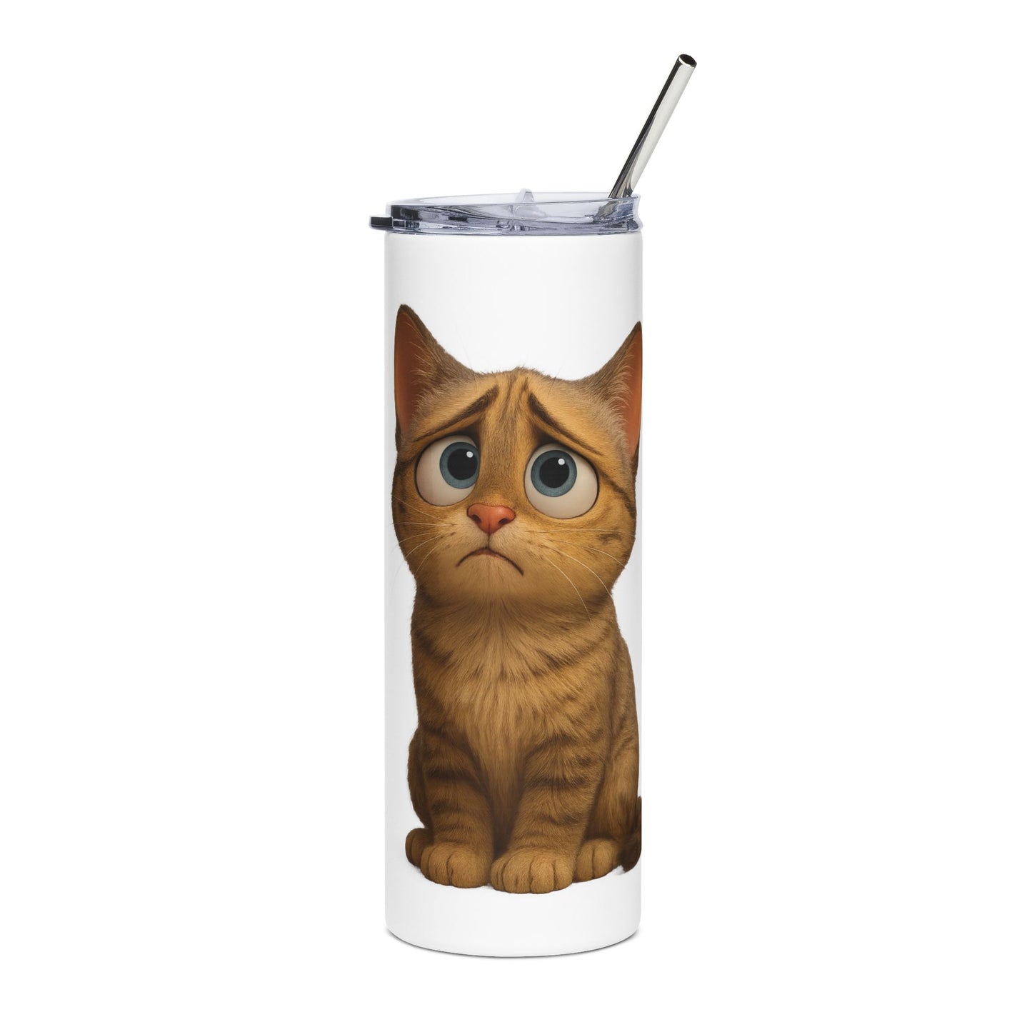 Cute Cat Stainless Steel Tumbler, 20oz - Adorable Pet Lover Gift, Travel Mug, Funny Cat Cup, Eco-Friendly Drinkware, Birthday Present - product image