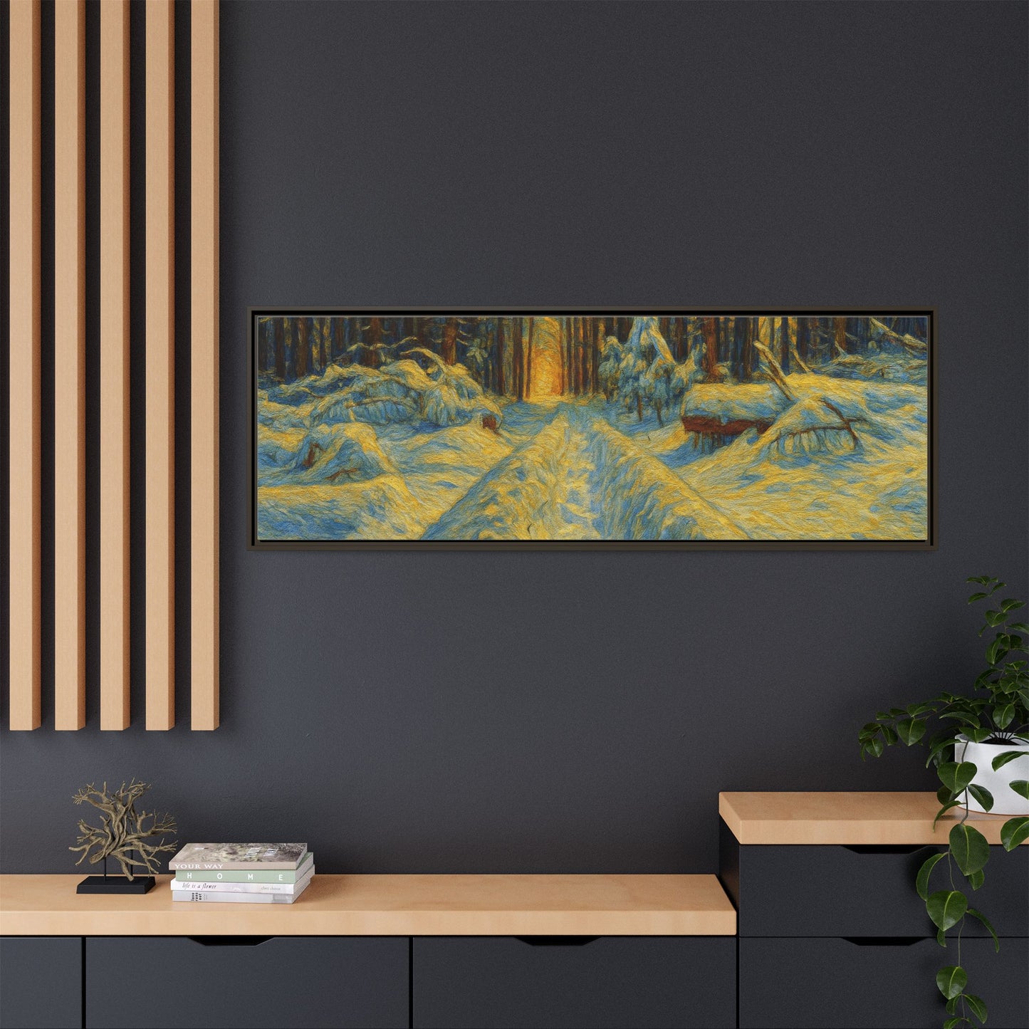Canvas Art, Winter Landscape Wall Decor, Nature Lovers Gift, Seasonal Decor, Holiday Wall Art, Cozy Home Decoration, Framed Matte Canvas