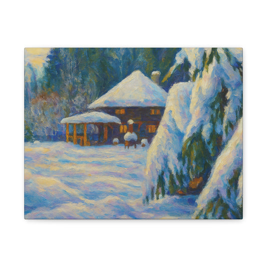 Winter Landscape Canvas Wall Art, Cozy Home Decor, Christmas Gift, Seasonal Artwork, Impressionist Style