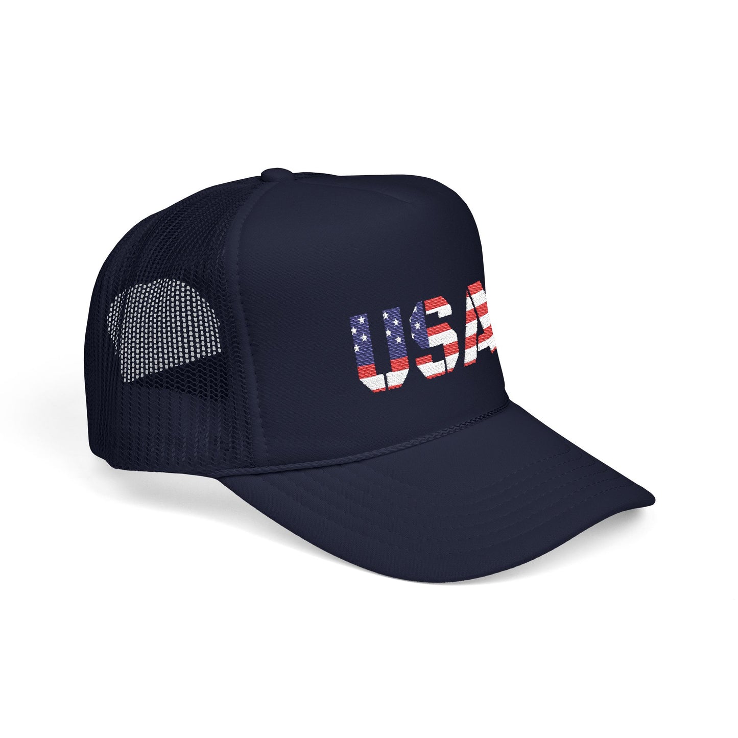 USA Flag Embroidered Foam Trucker Hat, Patriotic Cap, Red Mesh Hat, Summer Outdoor Gear, Festival Accessory, July 4th Gift