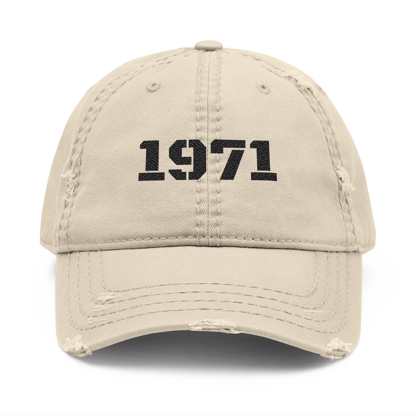 Distressed Embroidered Dad Hat, Vintage Wear, Casual Style, Gift for Dads, 1971 Cap, Father's Day Hat