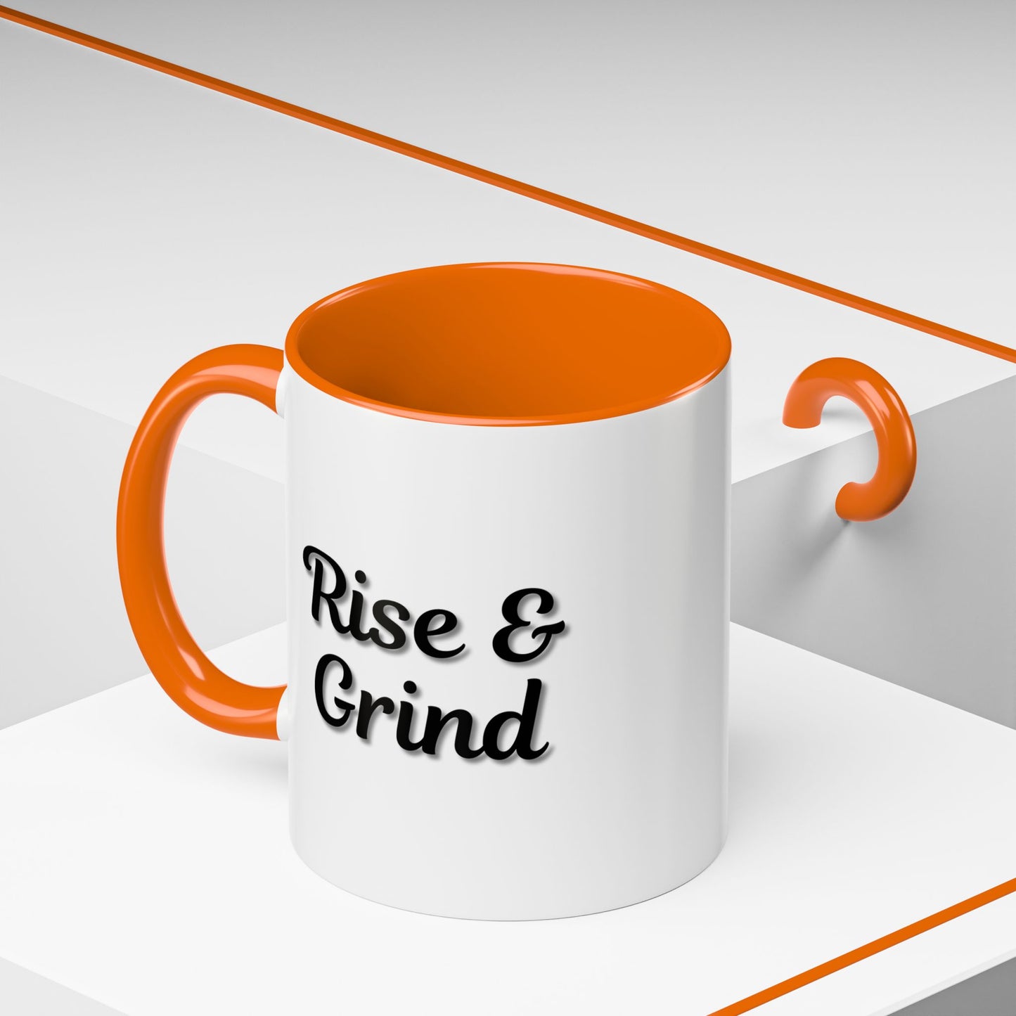 Rise & Grind Coffee Mug – Motivational Black Accent Mug for Daily Inspiration
