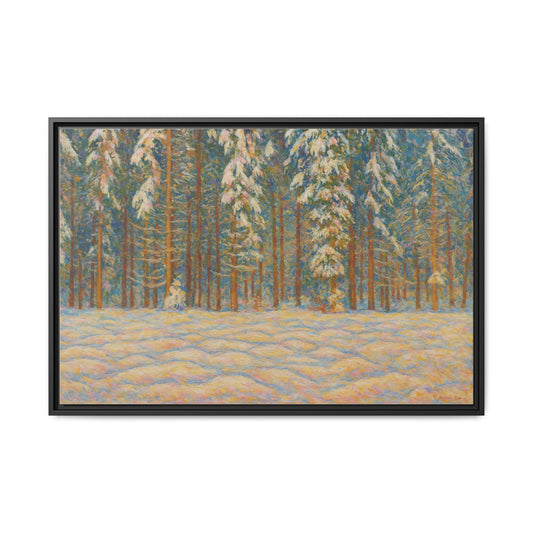 Canvas Wall Art, Framed Landscape Print | Cozy Winter Decor, Nature Lover Gift, Rustic Home Decoration, Multicolor Matte Design