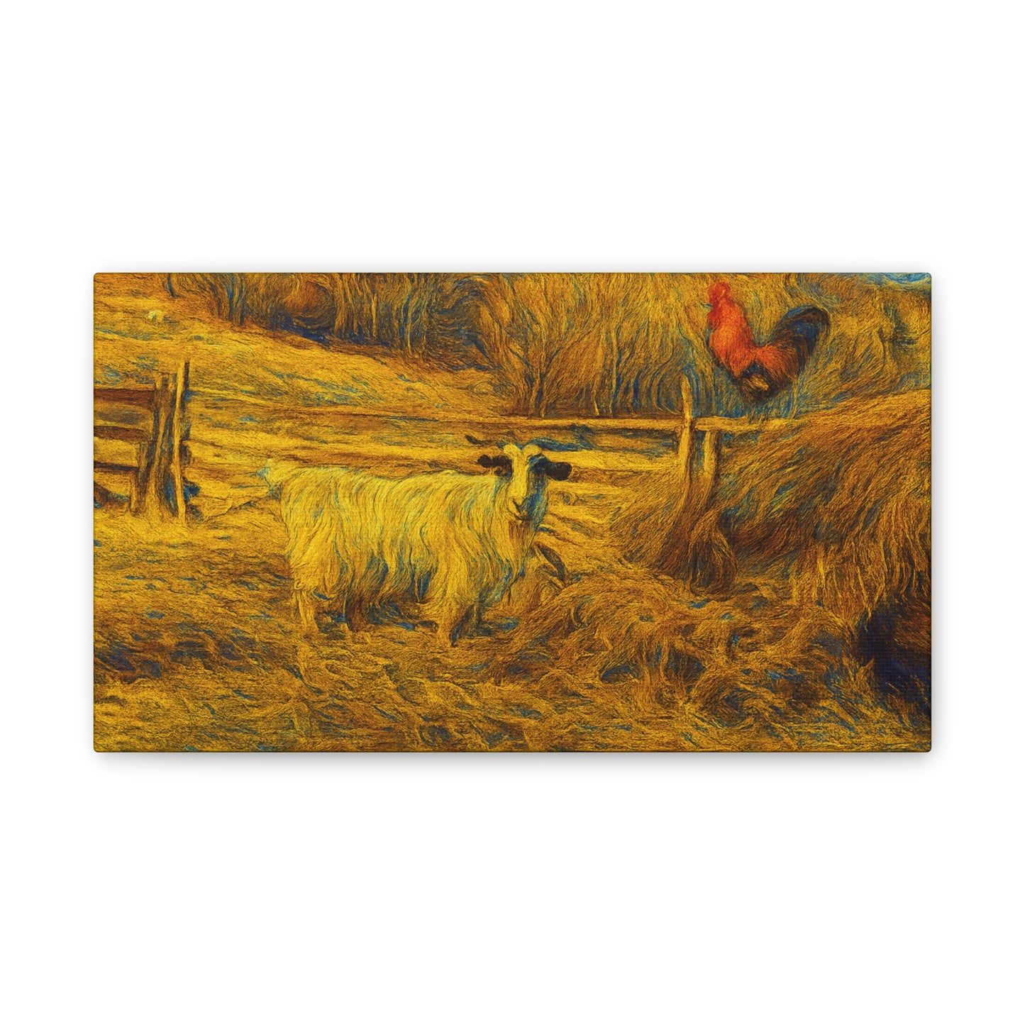 Farmhouse Canvas Wall Art - Rustic Animal Decor, Goat and Rooster Painting, Country Home, Farmhouse Style, Gift for Farmers