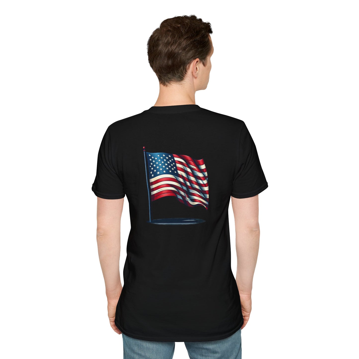 Patriotic Unisex Softstyle T-Shirt, American Flag Tee, USA Pride Shirt, Perfect for Independence Day, Casual Wear