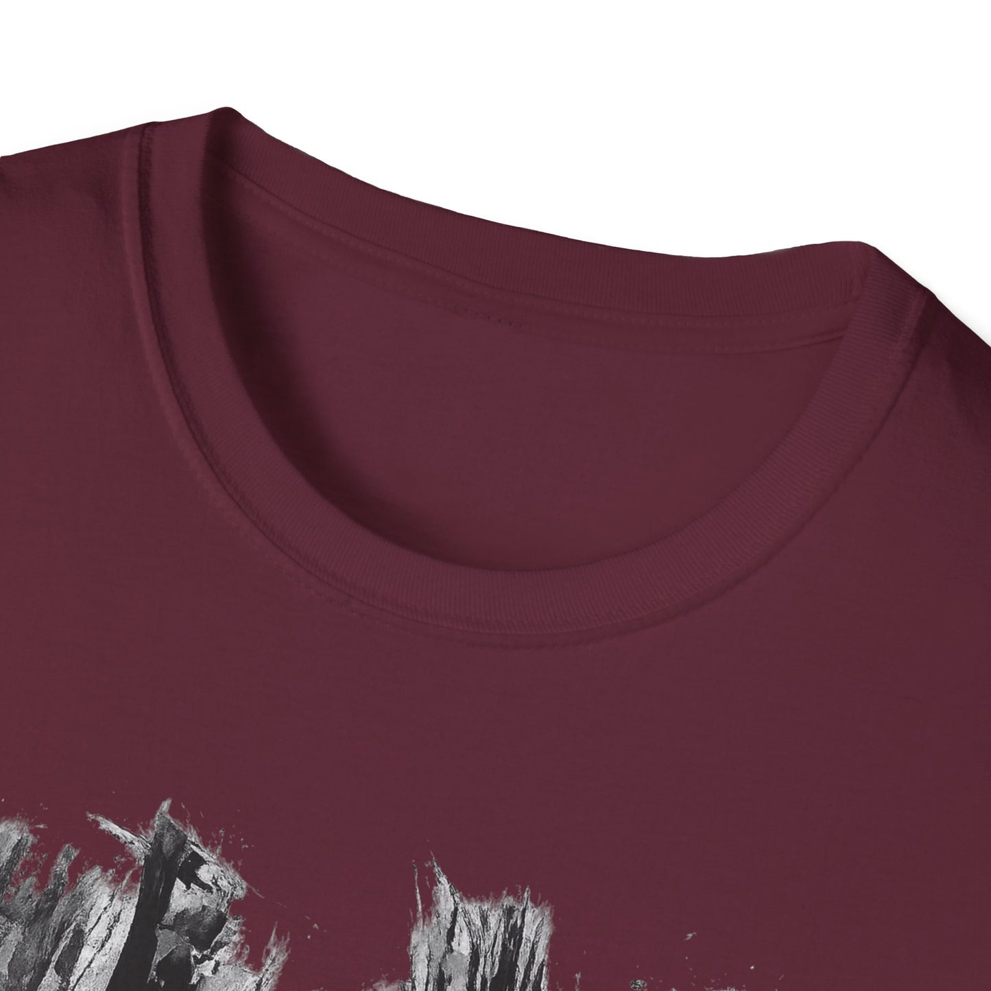 Unisex Softstyle T-Shirt with Abstract Landscape Art, Casual Wear, Gift for Art Lovers, Everyday Fashion, Nature Inspired Tee