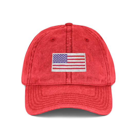 Embroidered Vintage Cap with USA Flag Design