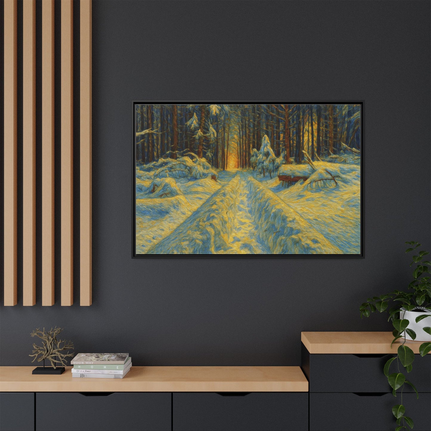 Canvas Art, Winter Landscape Wall Decor, Nature Lovers Gift, Seasonal Decor, Holiday Wall Art, Cozy Home Decoration, Framed Matte Canvas