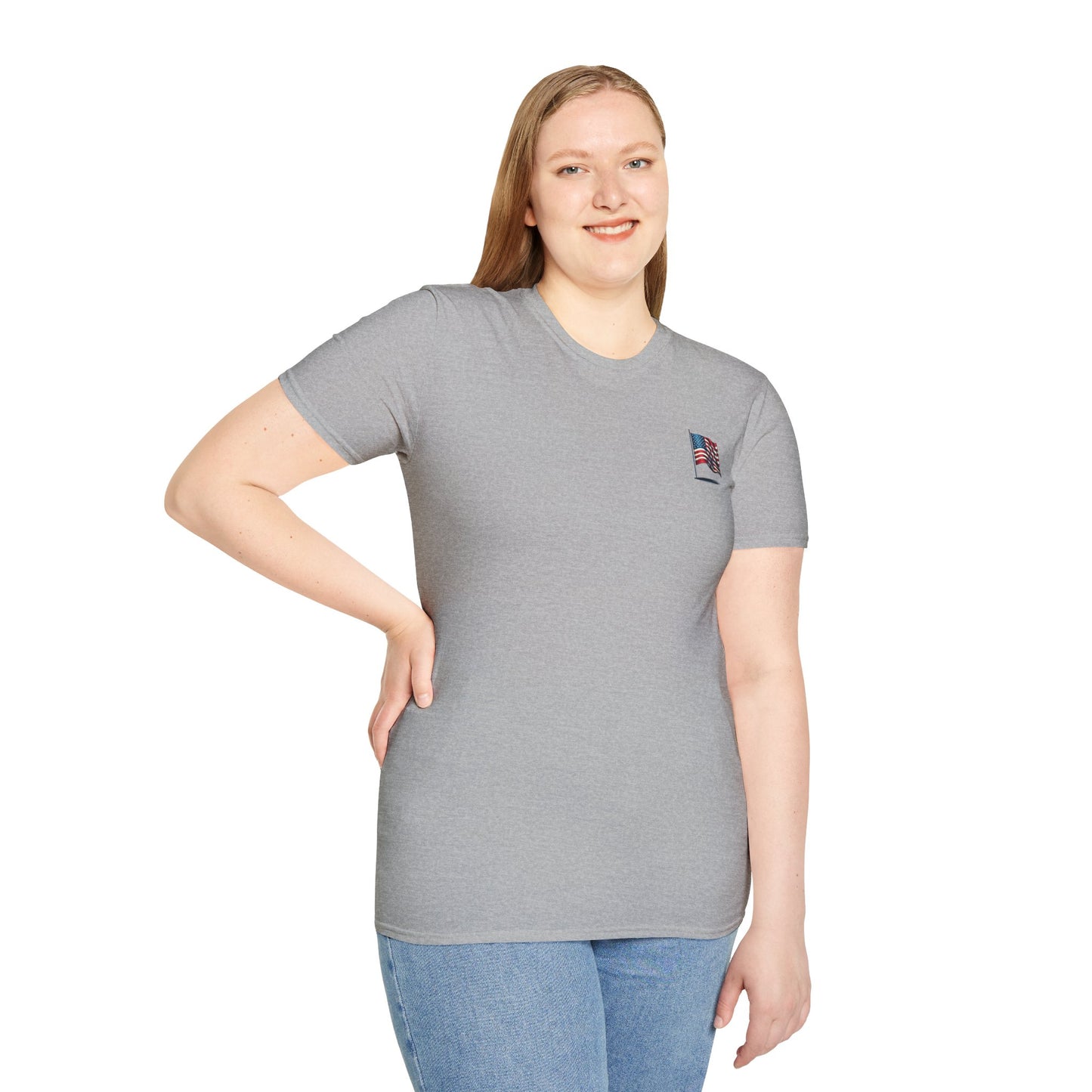 Patriotic Unisex Softstyle T-Shirt, American Flag Tee, USA Pride Shirt, Perfect for Independence Day, Casual Wear