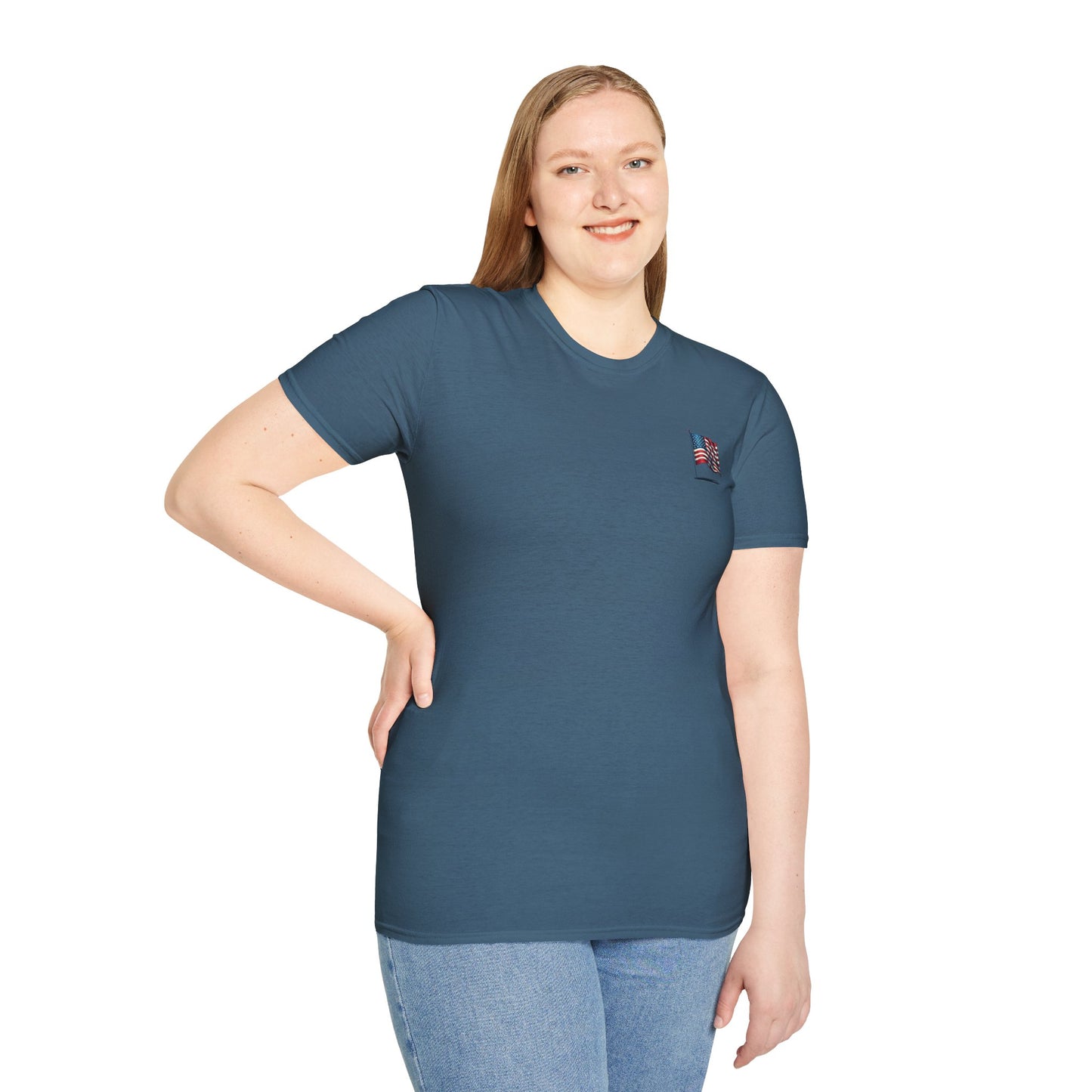 Patriotic Unisex Softstyle T-Shirt, American Flag Tee, USA Pride Shirt, Perfect for Independence Day, Casual Wear