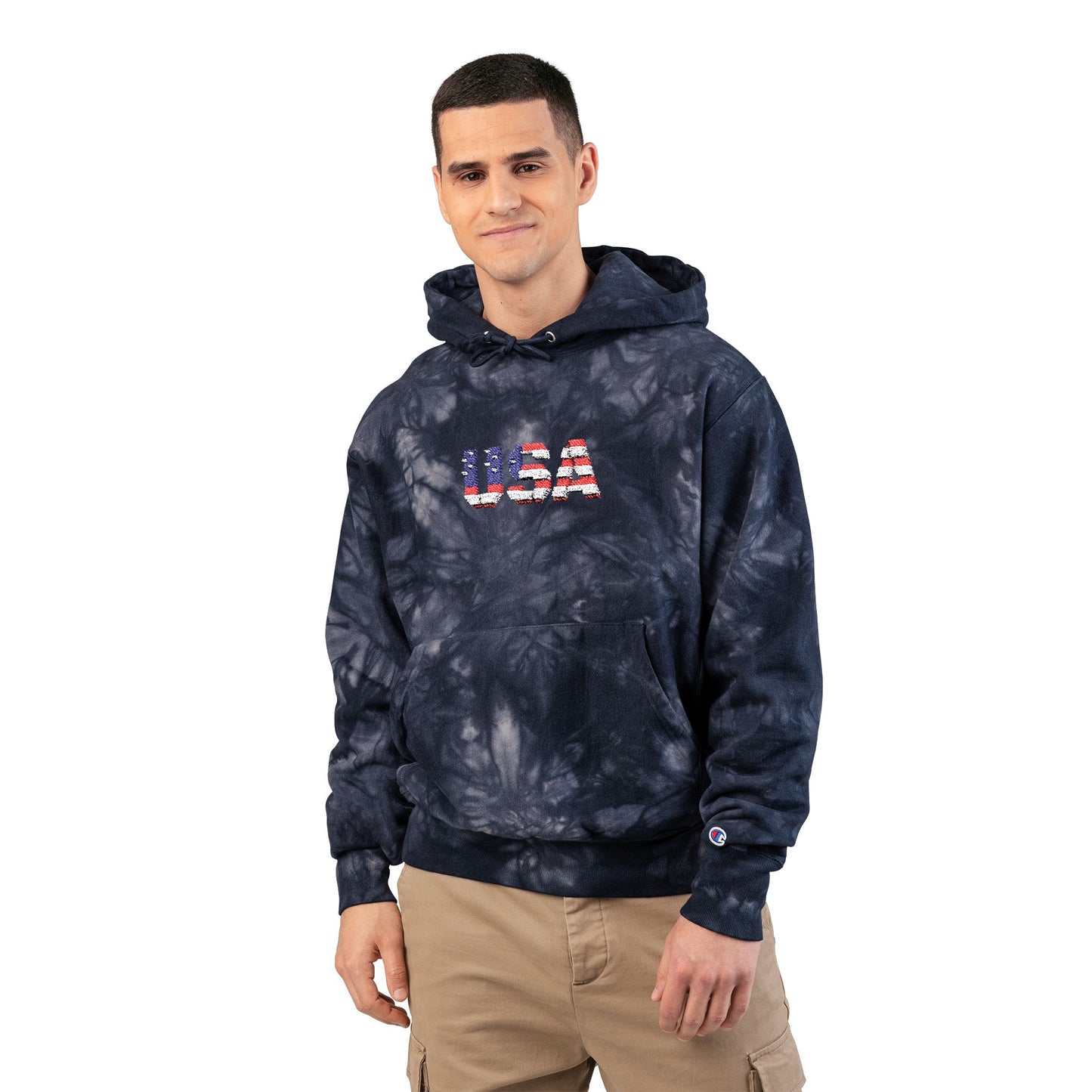 Champion Tie-Dye Hoodie - USA Embroidery, Unisex Hoodie, Trendy Casual Wear, Gift for Him, Outdoor Jacket - product image