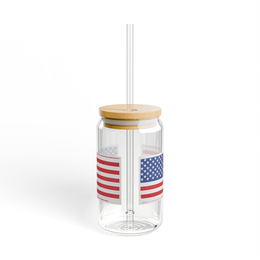 Patriotic 16oz Sipper Glass with Straw, Perfect for BBQs, 4th of July, Gifts, Everyday Use, Summer Parties