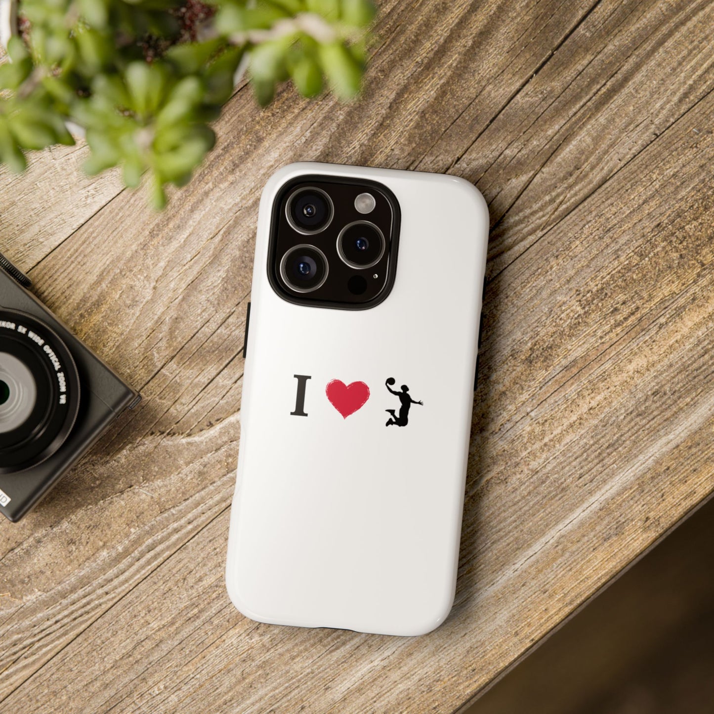 I Love Basketball Phone Case, Sporty Cell Cover, Basketball Gift for Players, Tough Cases, Love for Sports Accessories