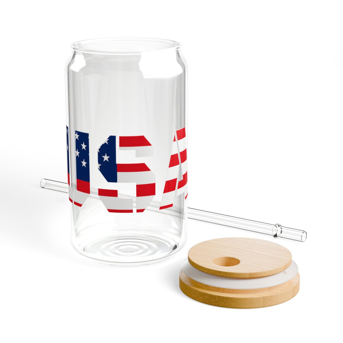 USA Flag Sipper Glass | 16oz Reusable Drinkware, Patriotic Glass, Summer Party Essential, 4th of July Celebration, Eco-Friendly Gift