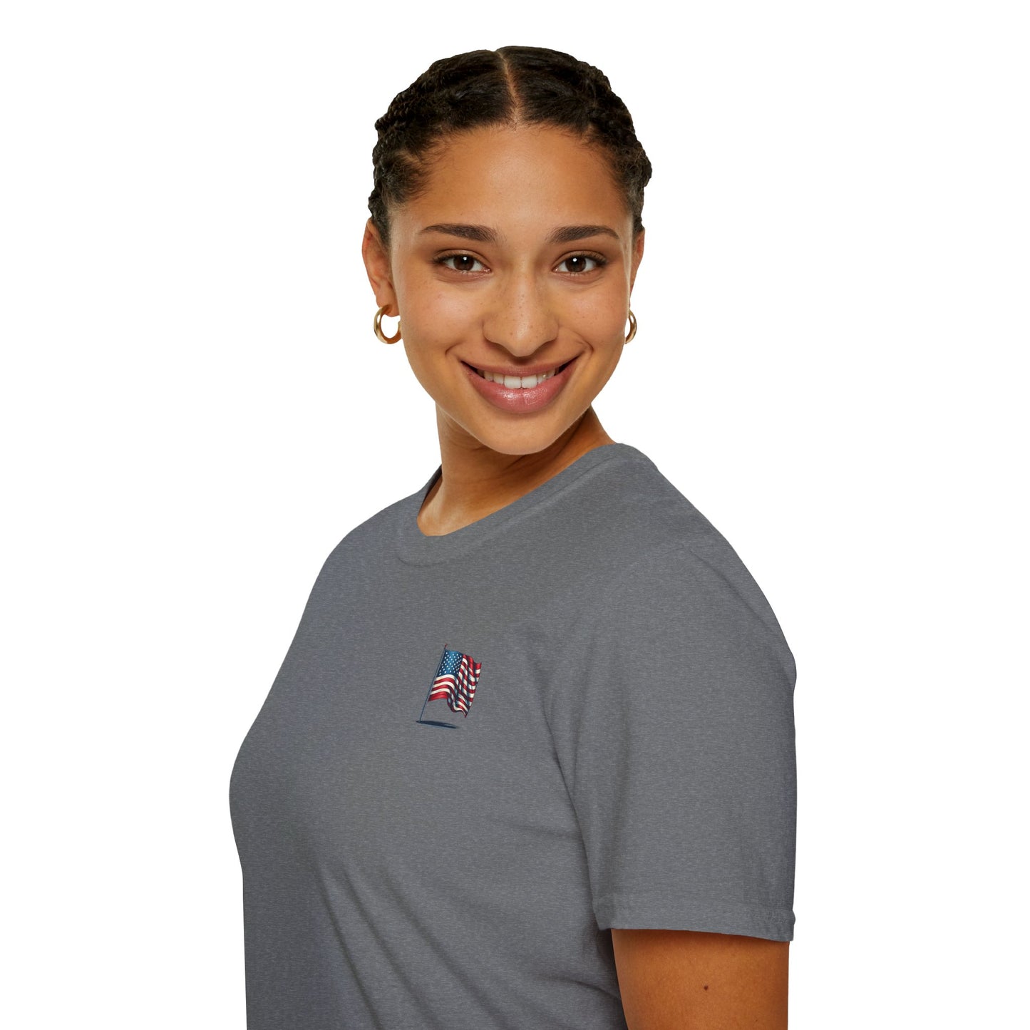 Patriotic Unisex Softstyle T-Shirt, American Flag Tee, USA Pride Shirt, Perfect for Independence Day, Casual Wear