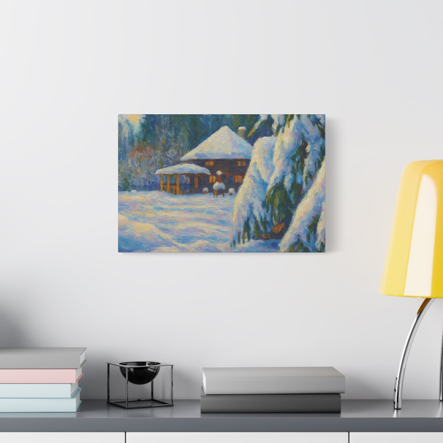 Winter Landscape Canvas Wall Art, Cozy Home Decor, Christmas Gift, Seasonal Artwork, Impressionist Style