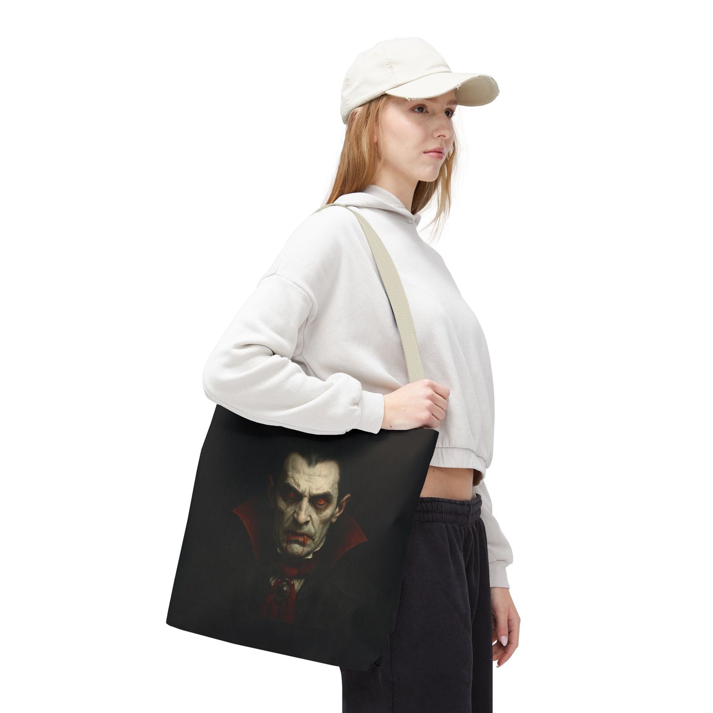 Vampire Haunted Tote Bag, Spooky Shopping Bag, Halloween Accessory, Gothic Style Handbag, Perfect for Halloween Parties, Unisex Tote
