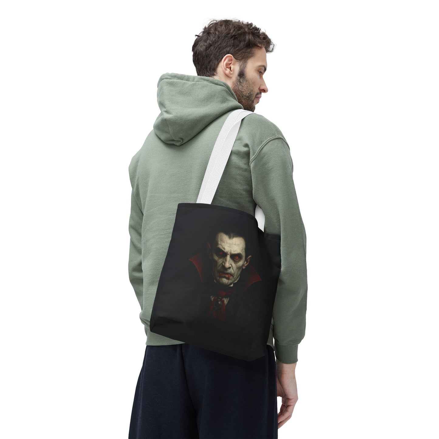 Vampire Haunted Tote Bag, Spooky Shopping Bag, Halloween Accessory, Gothic Style Handbag, Perfect for Halloween Parties, Unisex Tote