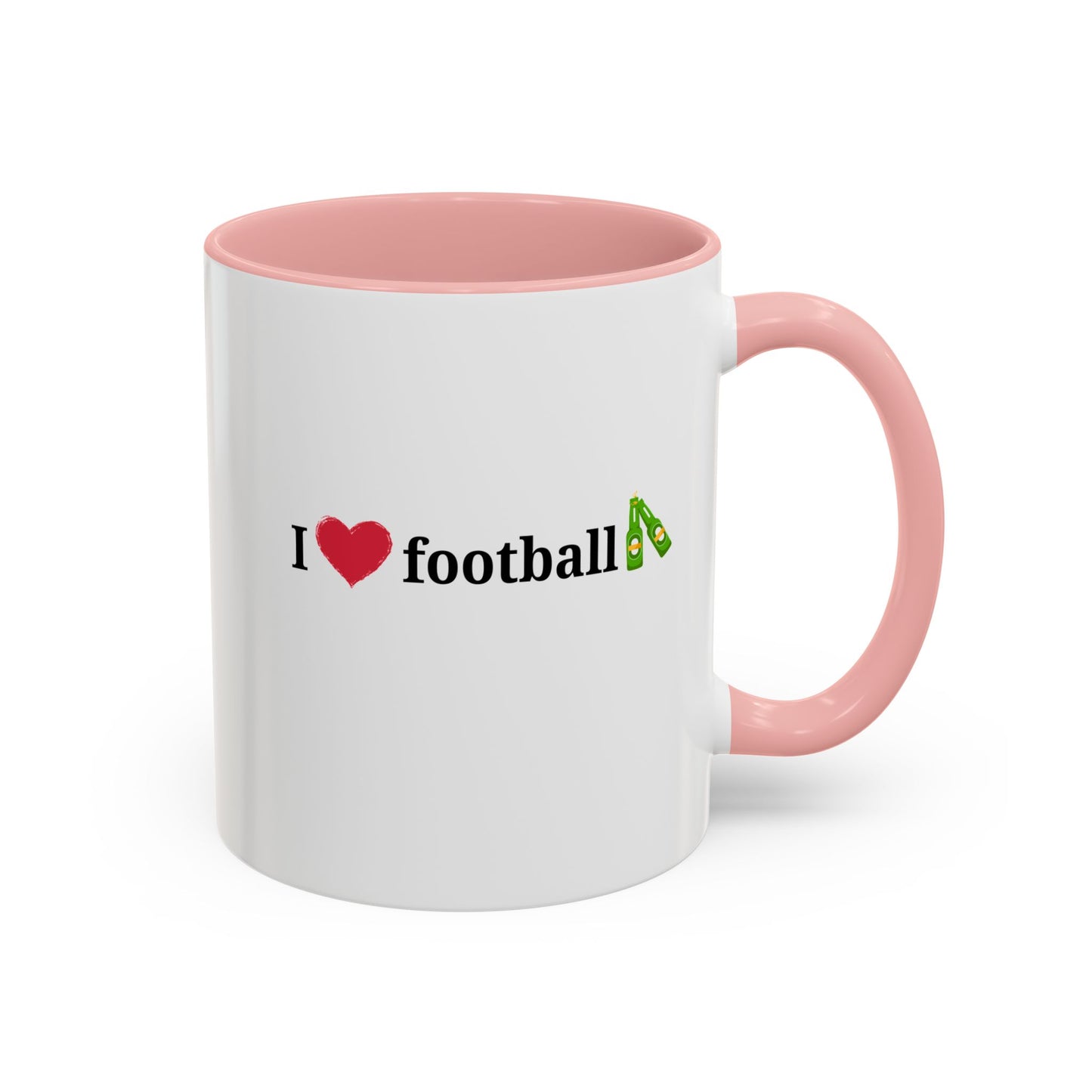 I Love Football Accent Coffee Mug, Perfect Gift for Sports Lovers, Football Enthusiasts, Unique Mug for Game Days, Home or Office Decor