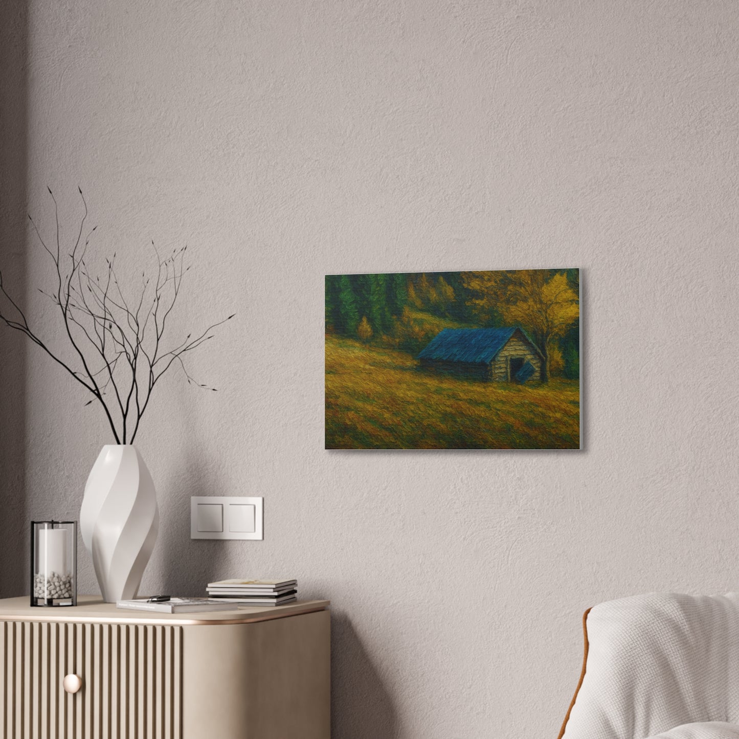 Rustic Canvas Wall Art, Nature Landscape Painting, Autumn Decor, Farmhouse Wall Art, Cozy Home Decoration