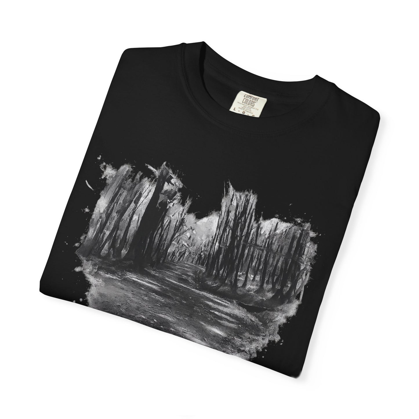 Artistic Forest Scene T-shirt | Nature Lover Gift, Outdoor Adventure Tee, Eco-Friendly Fashion, Vintage Inspired Clothing, Unisex Gift