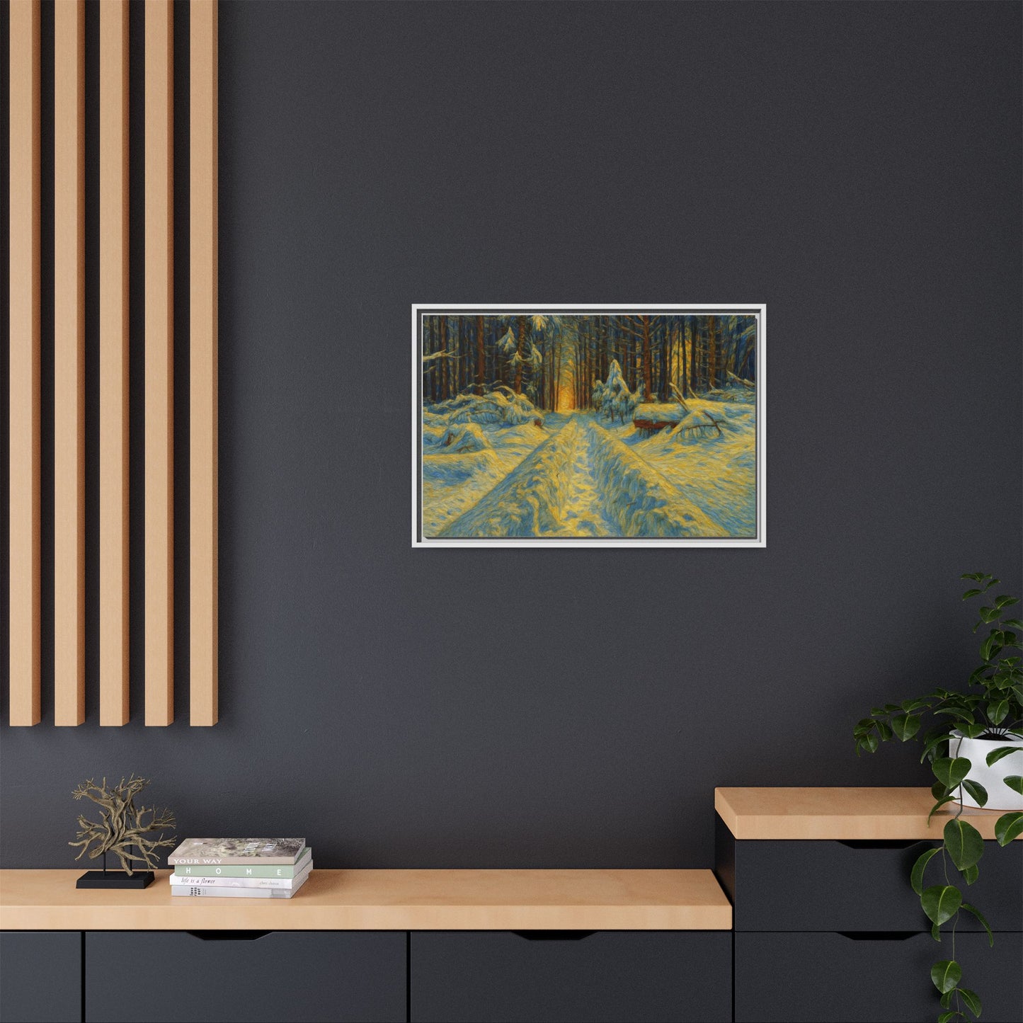 Canvas Art, Winter Landscape Wall Decor, Nature Lovers Gift, Seasonal Decor, Holiday Wall Art, Cozy Home Decoration, Framed Matte Canvas