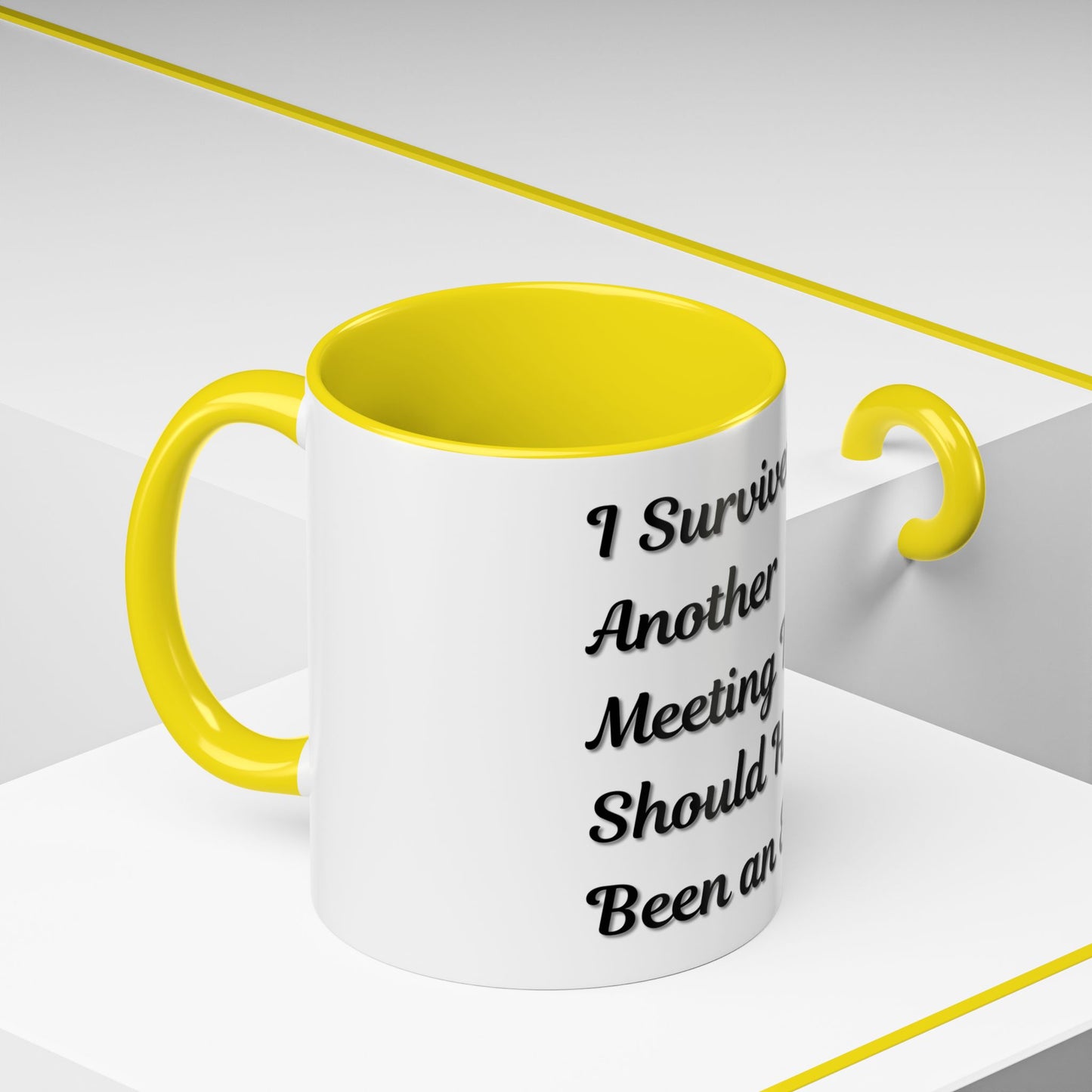 Humorous Coffee Mug - "I Survived Another Meeting That Should Have Been an Email"