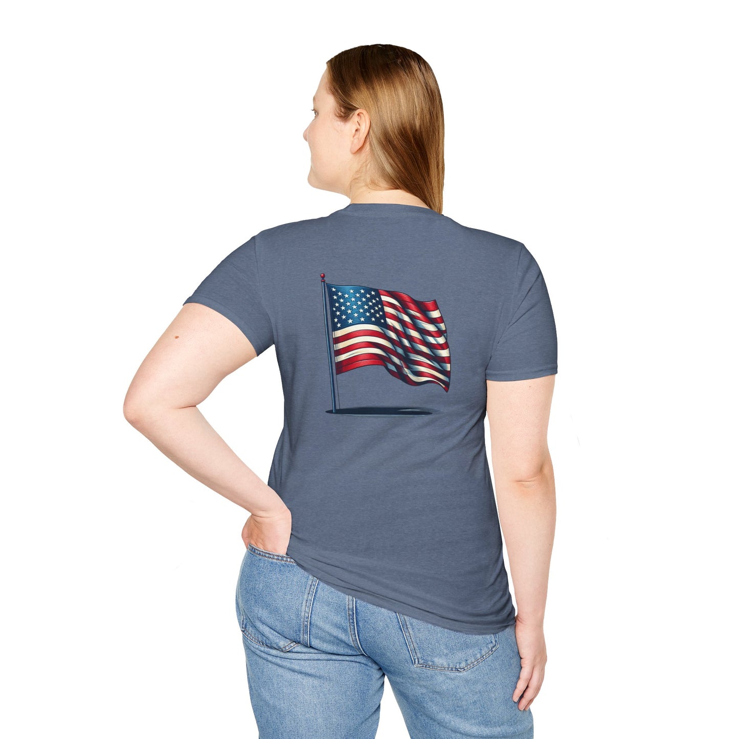 Patriotic Unisex Softstyle T-Shirt, American Flag Tee, USA Pride Shirt, Perfect for Independence Day, Casual Wear