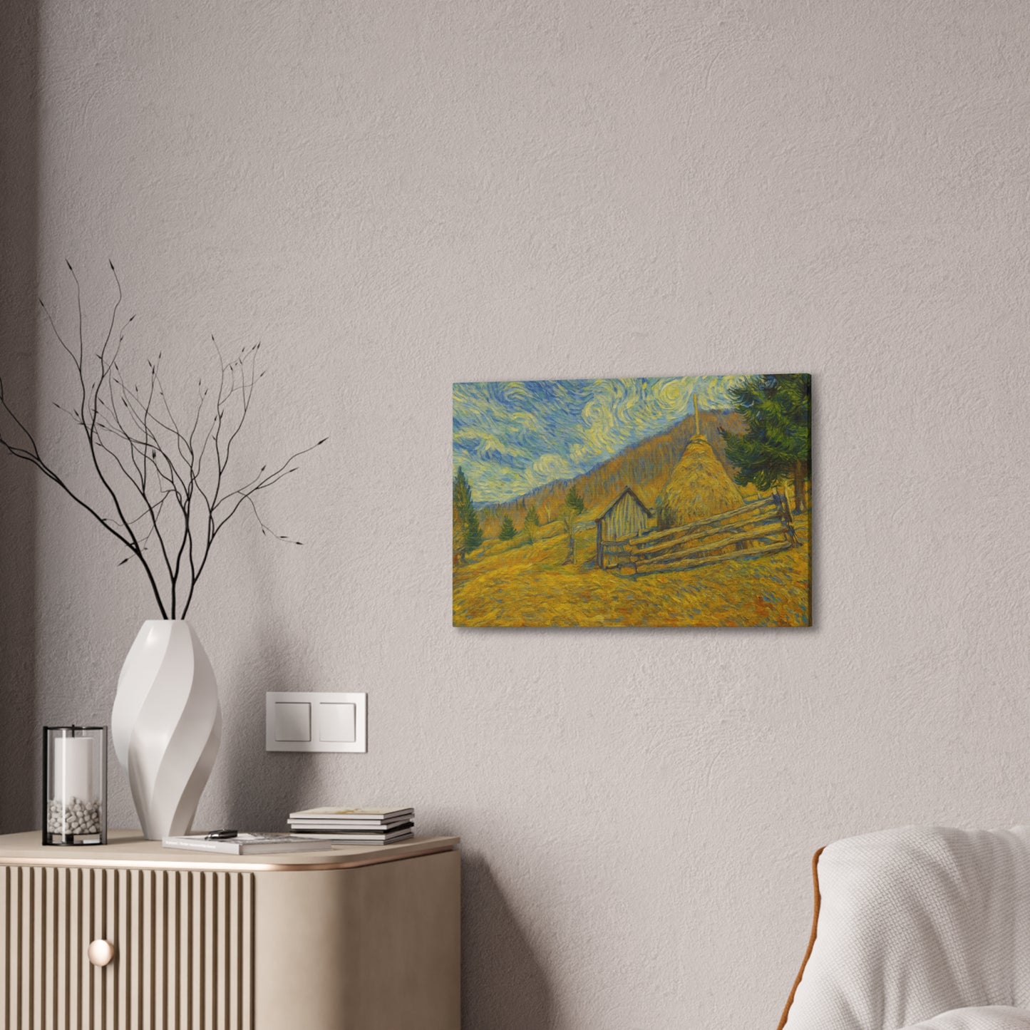 Vincent Van Gogh Inspired Canvas Print, Rustic Home Decor, Wall Art, Gift for Art Lovers, Country Landscape, Unique Art Piece
