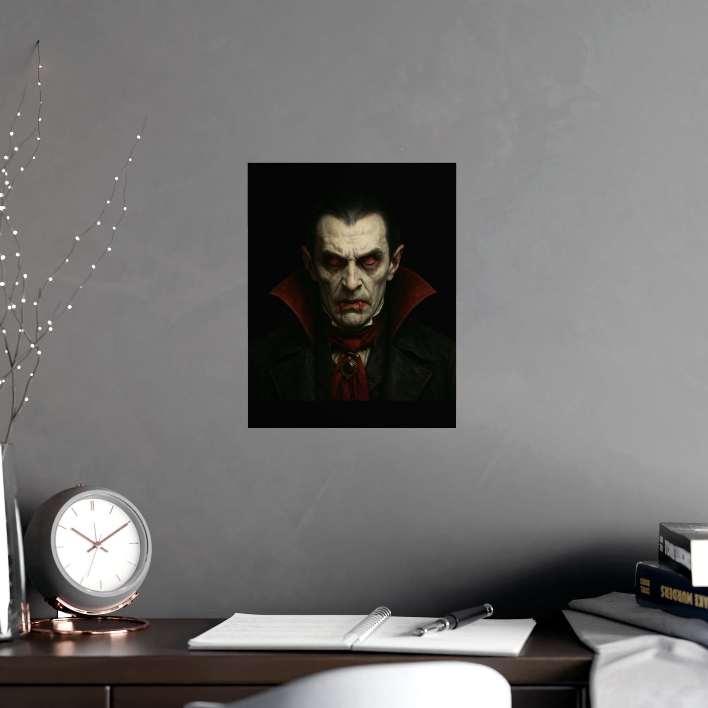 Gothic Vampire Art Poster, Spooky Wall Decor, Horror Room Accent, Perfect for Halloween, Gothic Decor, Home Office Artwork