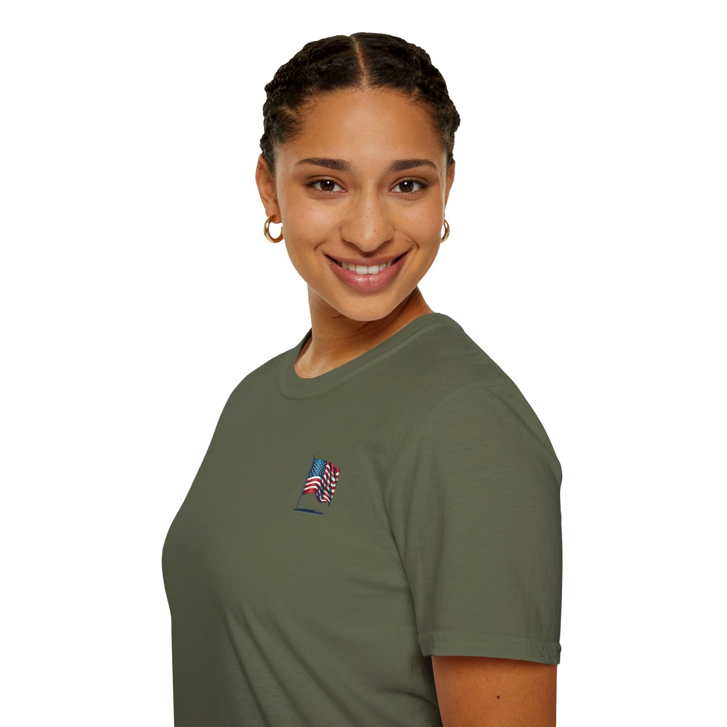 Patriotic Unisex Softstyle T-Shirt, American Flag Tee, USA Pride Shirt, Perfect for Independence Day, Casual Wear