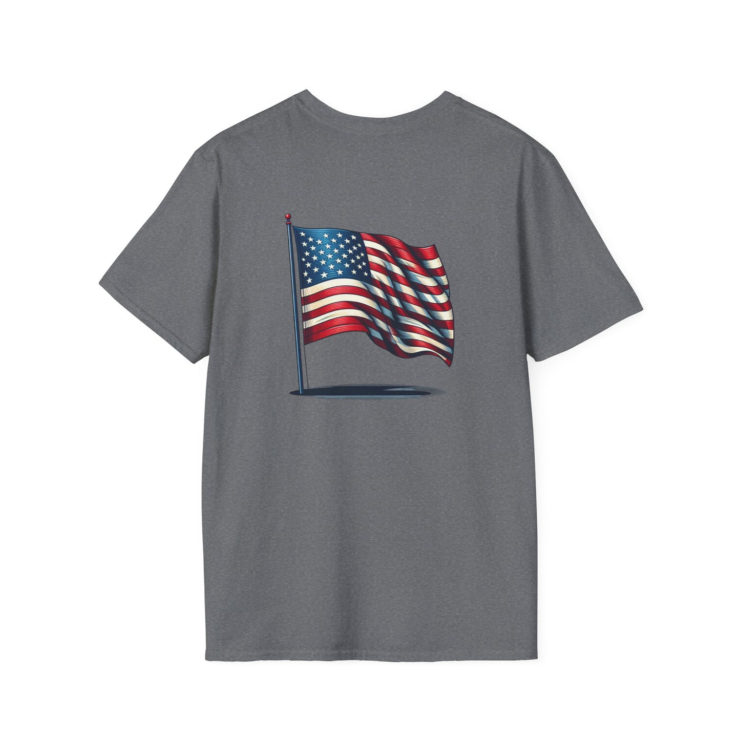 Patriotic Unisex Softstyle T-Shirt, American Flag Tee, USA Pride Shirt, Perfect for Independence Day, Casual Wear