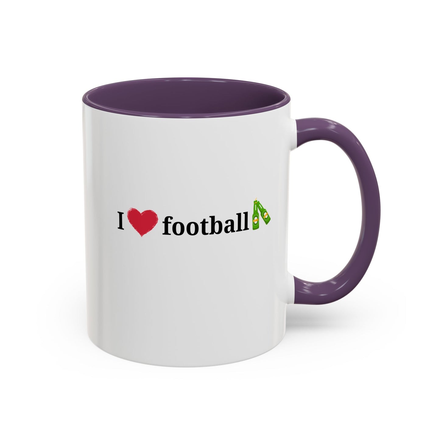 I Love Football Accent Coffee Mug, Perfect Gift for Sports Lovers, Football Enthusiasts, Unique Mug for Game Days, Home or Office Decor
