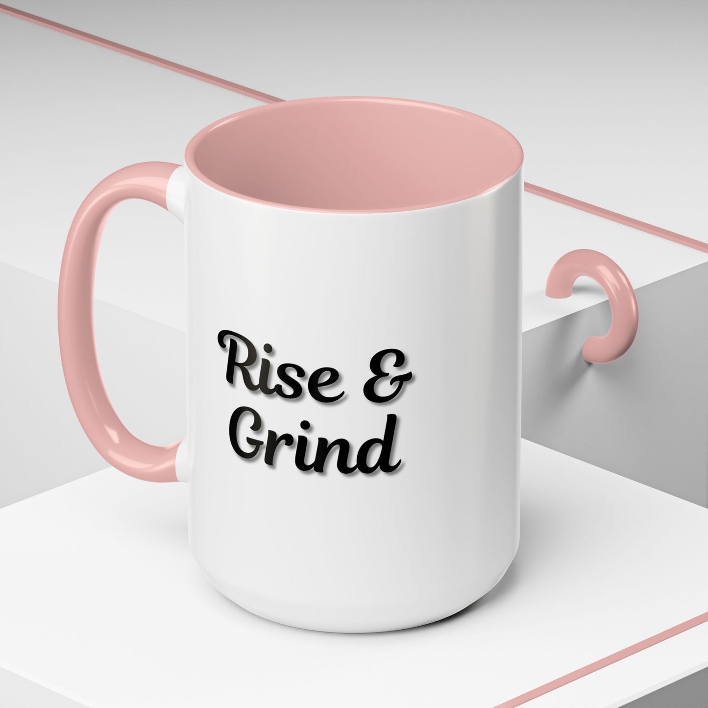 Rise & Grind Coffee Mug – Motivational Black Accent Mug for Daily Inspiration