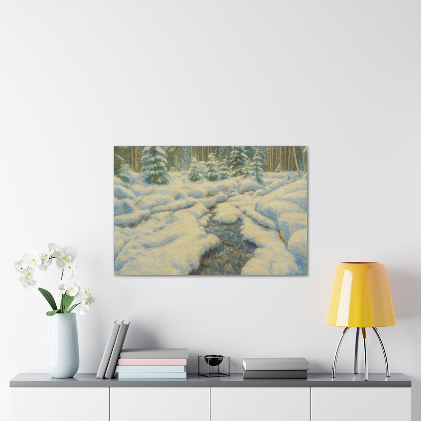 Winter Landscape Canvas Art, Nature Decor, Gallery Wall Art, Cozy Home Accent, Winter Wonderland Painting